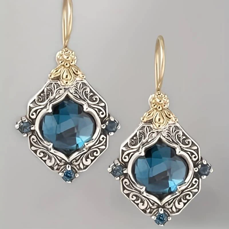 Amarisse™ | Anting-Anting Kristal Biru Emas Perak Retro