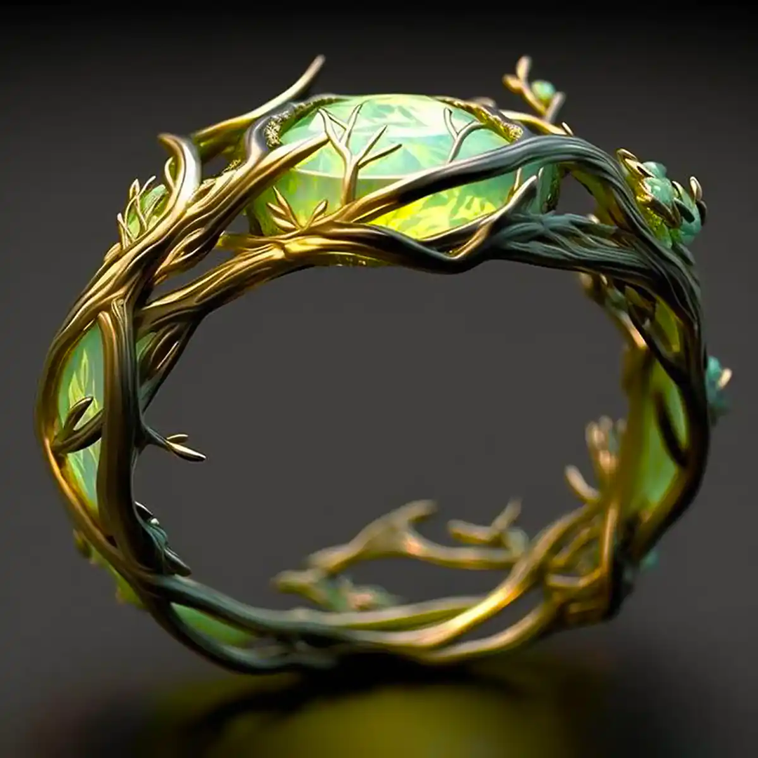 Aina™ | Cincin Semulajadi Batu Permata Hijau